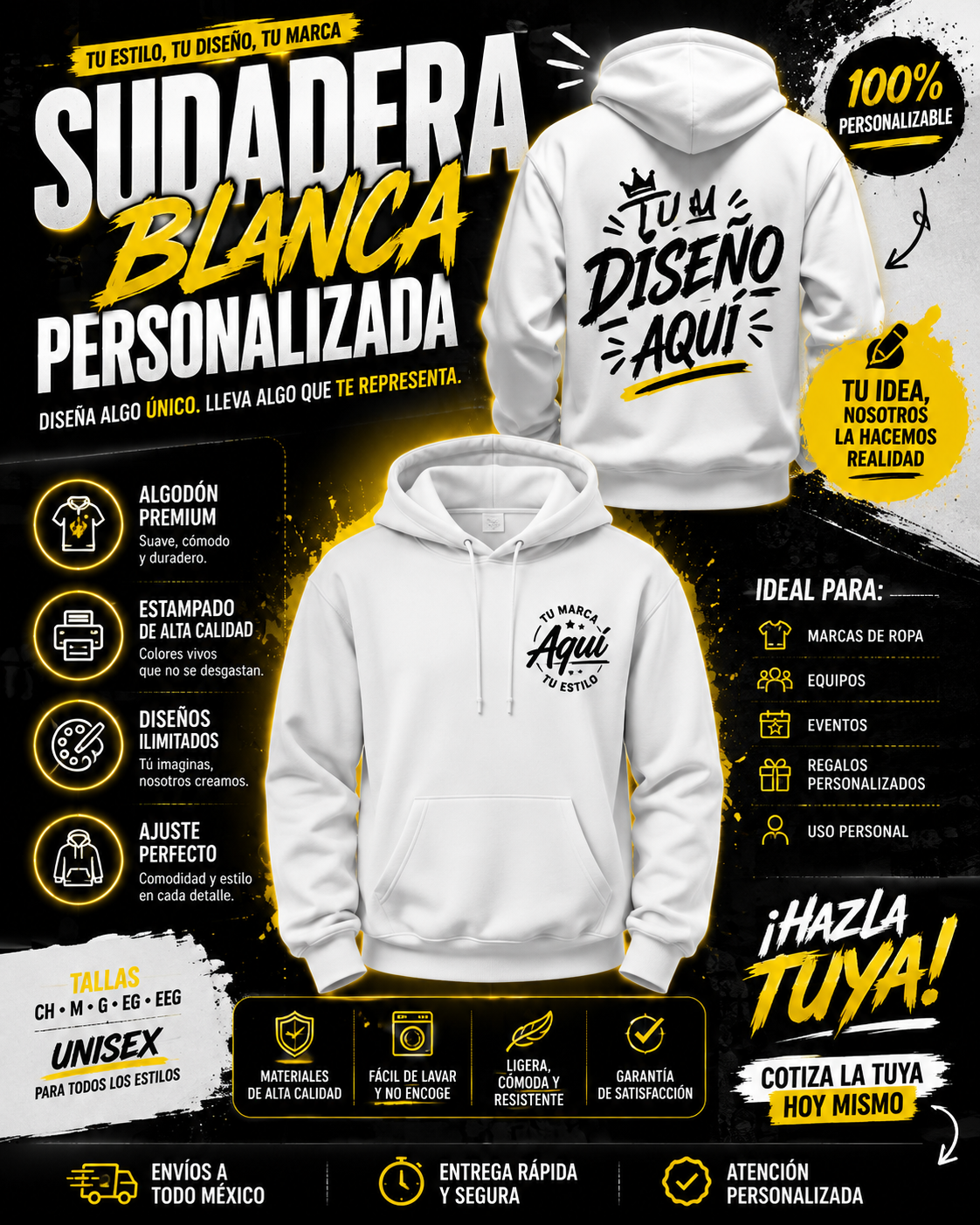 SUDADERA BLANCA SUBLIMADA