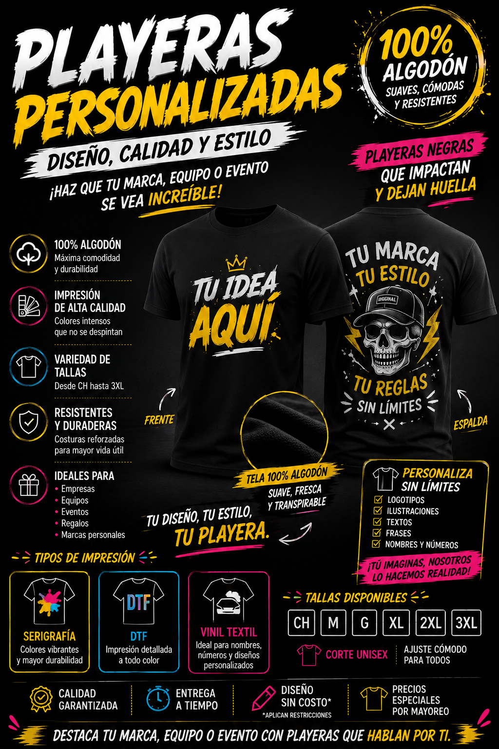 PLAYERA NEGRA MANGA CORTA